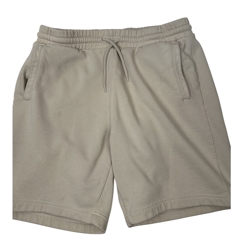 HM Mens Regular Fit Sweat Shorts Beige Tan Fleece Drawstring Pockets XL
